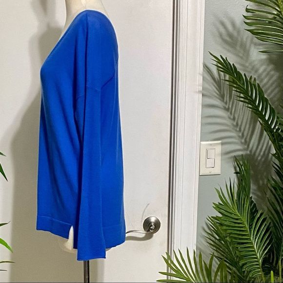 Ann Taylor Size Small Cashmere Lightweight Long Sleeve V Neck Baby Blue Sweater - Picture 8 of 15